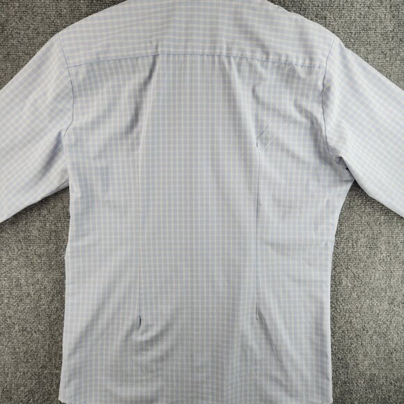 Mizzen + Main Medium Trim Fit Blue Plaid Long Sleeve Button Up Stretch USA Made - Picture 15 of 16